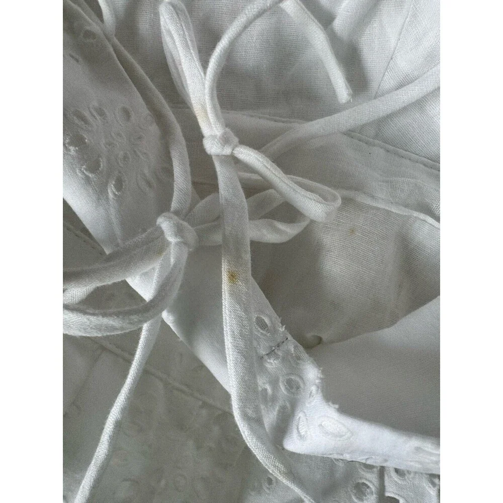 White Cotton Summer Sundress Spaghetti Strap Eyelet Women’s Medium